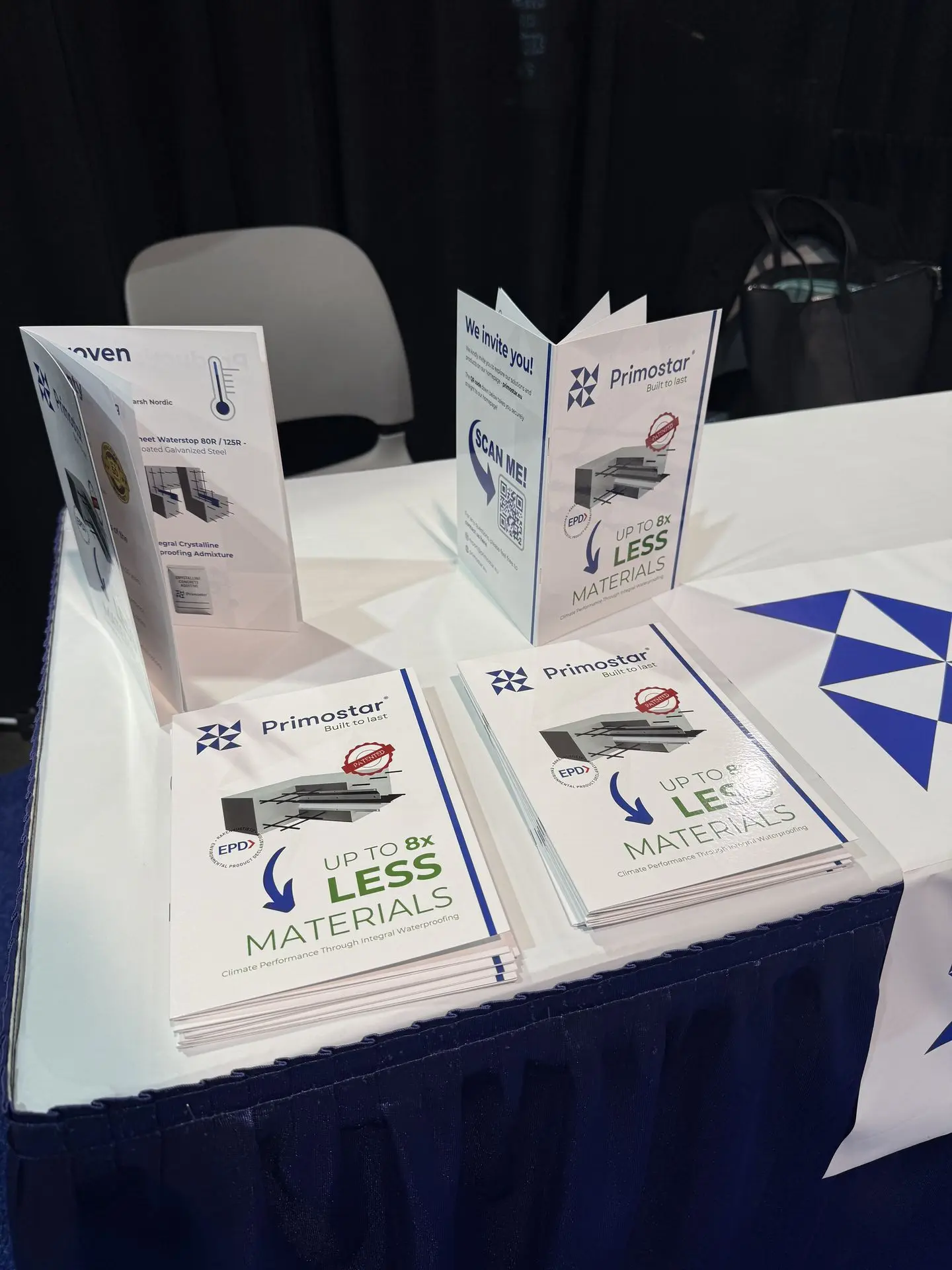 Primostar Group AS flyer at World of Concrete 2026, Las Vegas. The image shows our White Tank waterproofing system flyer.