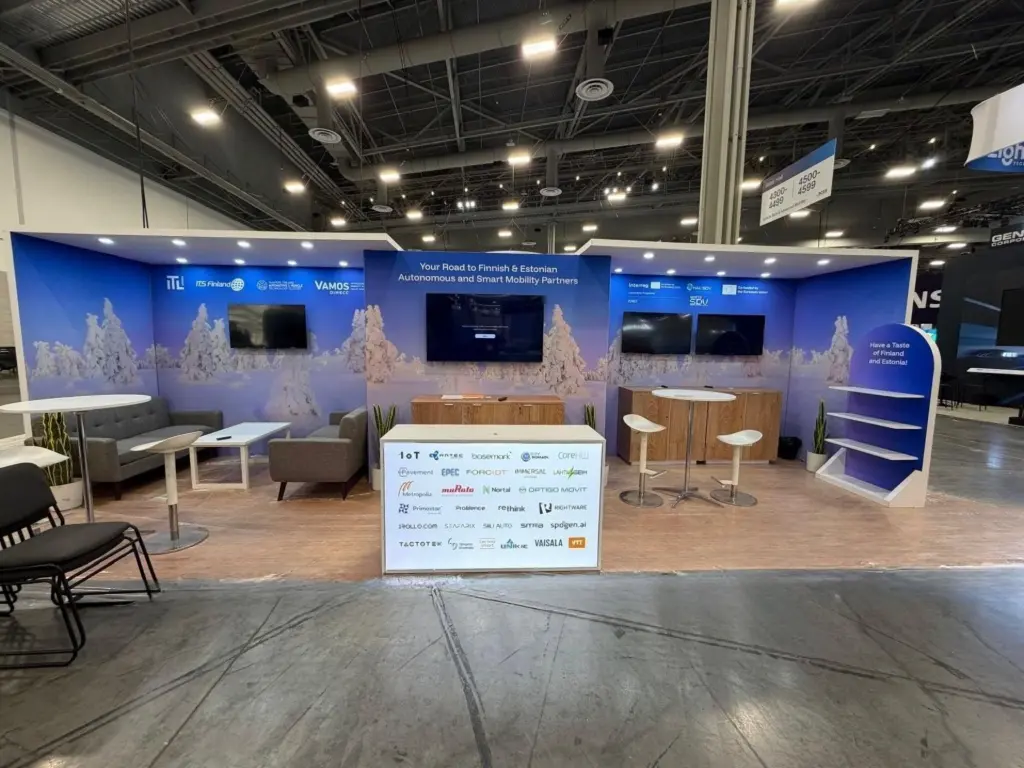 Joint Finland–Estonia stand featuring 30 companies, including 8 from Estonia, among them Primostar Group. Las Vegas CES 2026