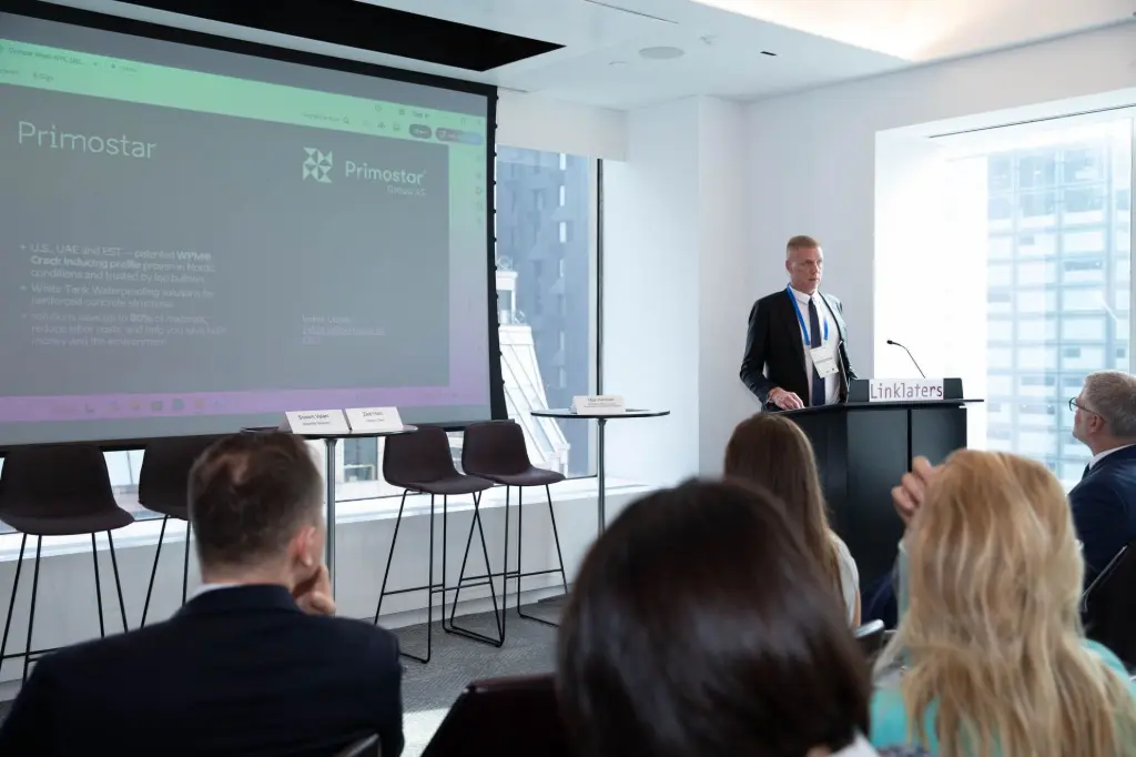 Vid det estniska evenemanget "Transatlantic Innovation: ClimateTech Solutions for a Resilient Future" under Climate Week NYC presenterade Primostar Group AS VD Indrek Uusalu Primostars vattentätningslösning som kan bidra till USA:s gröna omställning. Evenemanget "From Tallinn to Tribeca: Scaling sustainable innovations in the US" samlade estniska och amerikanska experter.