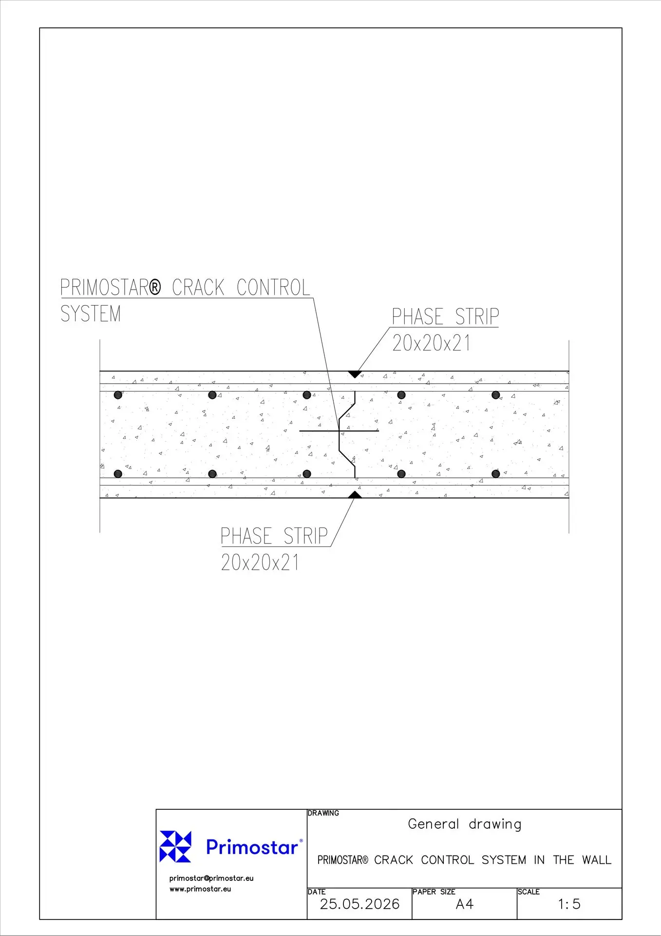 Primostar® Crack Control System в стене Primostar® Crack Control System в стене