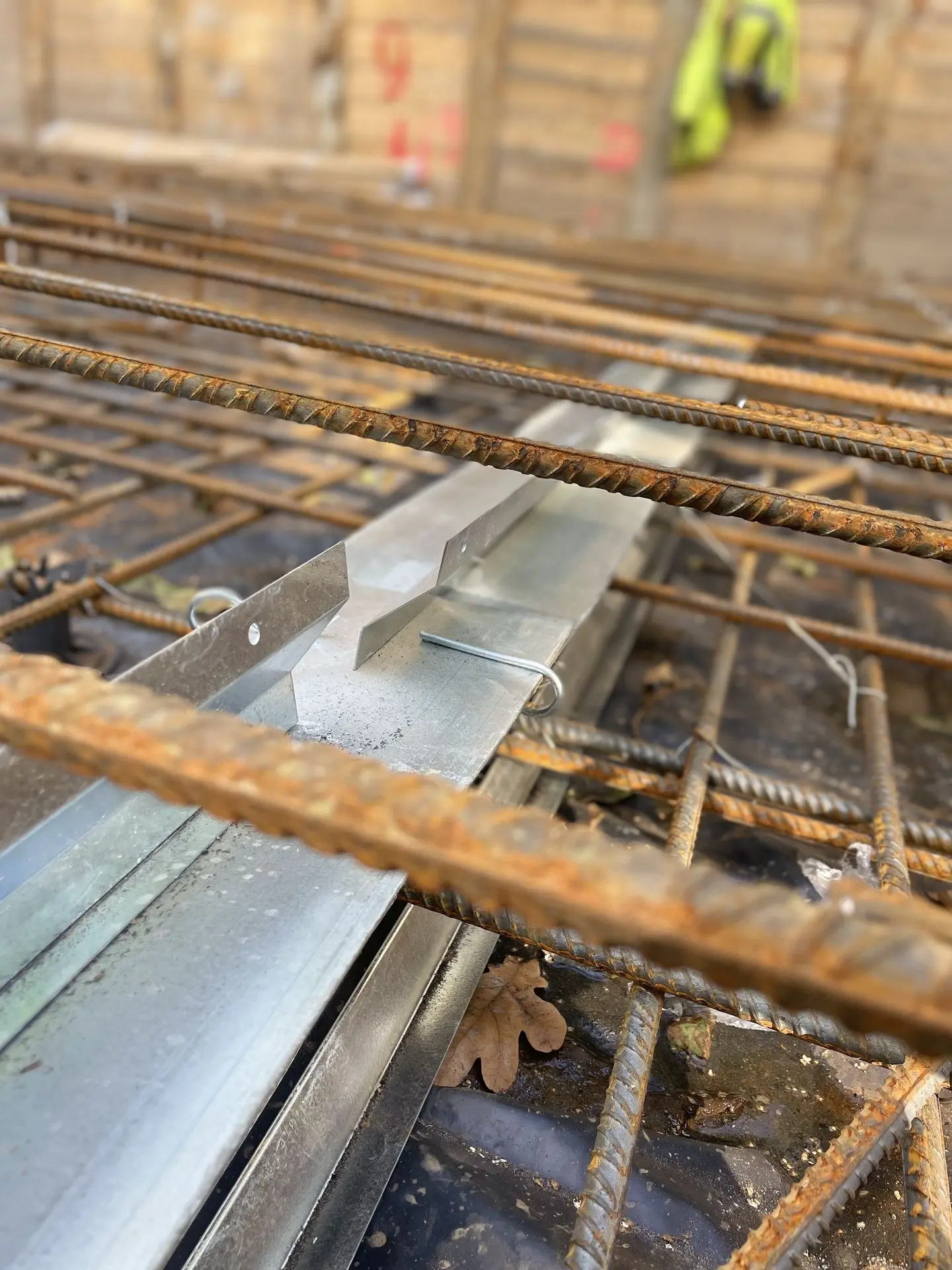 Patented Primostar® CRACK CONTROL SYSTEM (WPM® Crack Inducing Waterstop) in floor construction slab before concrete pouring (cast). Object Luise 13, Tallinn, Estonia.